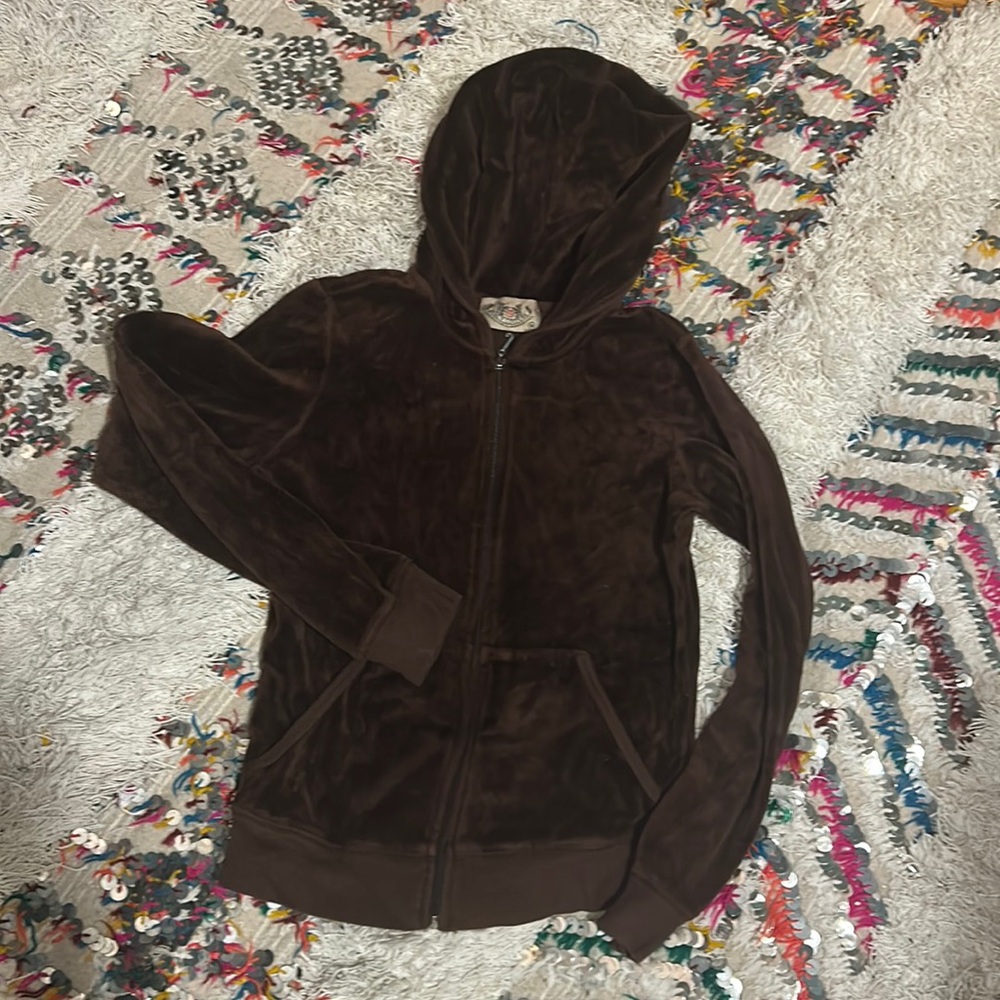 JUICY COUTURE! Y2K authentic brown velour zip up hoodie